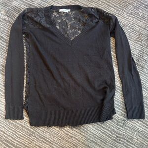 FIRTH Black V-Neck Sweater with Lace back